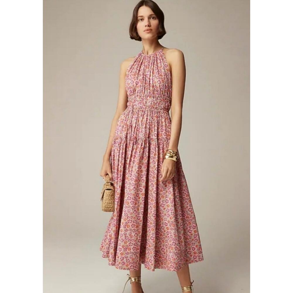 j. crew‎ tie-waist halter floral dress liberty ellie fabric ca089 women xxsmall